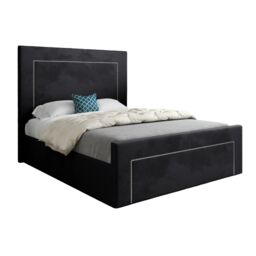 Casani Lucca Upholstered Soft Velvet Bed Frame in Black - Size: King - thumbnail 5