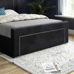 Casani Lucca Upholstered Soft Velvet Bed Frame in Black - Size: King - thumbnail 3