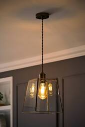 ValueLights Susie Glass Lantern Lamp Shade Drop Ceiling Pendant Light with Bulb in Bronze