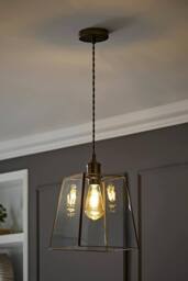 ValueLights Susie Glass Lantern Lamp Shade Drop Ceiling Pendant Light with Bulb in Bronze - thumbnail 2