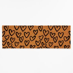 Esselle Astley Hand Drawn Hearts Natural Printed PVC Backed Coir Mat - Size: 40 cm x 120 cm - thumbnail 1