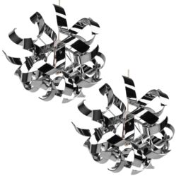 First Choice Lighting Pair of Easy Fit Chrome Finish Ribbon Swirl Ceiling Shades in Silver