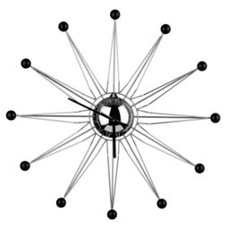 Orsina Metal & Black Plastic Balls Clock, Silent Wall Clock, Analogue Timepiece For Mantle, Decorative Accent in Silver