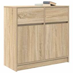 Berkfield Home Sideboard with Drawer Sonoma Oak 80x34x76 cm Engineered Wood in Light Tan - Size: 80 x 34 x 76 cm - thumbnail 4
