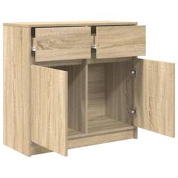 Berkfield Home Sideboard with Drawer Sonoma Oak 80x34x76 cm Engineered Wood in Light Tan - Size: 80 x 34 x 76 cm - thumbnail 5
