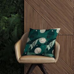 Warren Reed - Designer Abstact Green Cream Moon & Stars Outdoor Cushion - Size: 60 cm x 60 cm - thumbnail 2