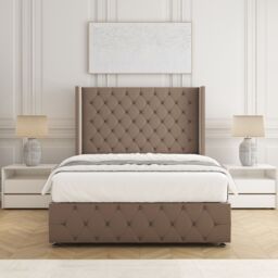 "BSSPOKE Ruby Divan Bed Plush Velvet 54""Headboard & 2Drawers Footend Mattress in Bronze - Size: Super King" - thumbnail 2
