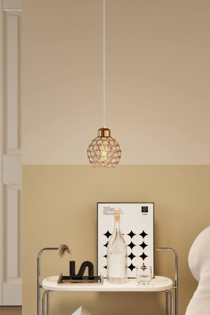 Living and Home E27 Metal & Glass Lampshade Pendant Ligh in Gold