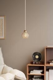 Living and Home E27 Metal & Glass Lampshade Pendant Ligh in Gold - thumbnail 2