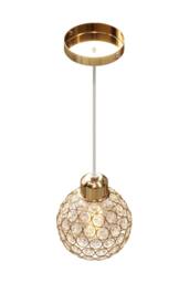 Living and Home E27 Metal & Glass Lampshade Pendant Ligh in Gold - thumbnail 4