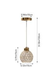 Living and Home E27 Metal & Glass Lampshade Pendant Ligh in Gold - thumbnail 3