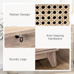 Nordara Brown Rattan Chest of Drawers 4-Drawer Dresser Storage Cabinet Bedroom - thumbnail 4