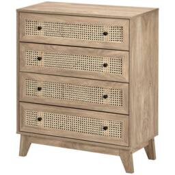 Nordara Brown Rattan Chest of Drawers 4-Drawer Dresser Storage Cabinet Bedroom - thumbnail 7
