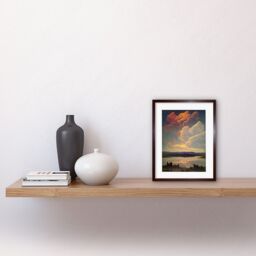 "Artery8 Wall Art Print Vintage Style Atmospheric Cloud Reflections in Lake Modern Watercolour Painting Artwork Framed 9X7 Inch - Size: W7"" x H9""" - thumbnail 2