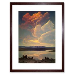 "Artery8 Wall Art Print Vintage Style Atmospheric Cloud Reflections in Lake Modern Watercolour Painting Artwork Framed 9X7 Inch - Size: W7"" x H9""" - thumbnail 1