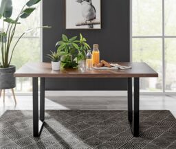 FurnitureboxUK Kylo Large Brown Wood Effect Dining Table & 6 Milan Chrome Leg Faux LeatherChairs in White - thumbnail 2