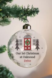 Personalised Memento Company Personalised Home For Christmas Glass Bauble in Clear - thumbnail 4