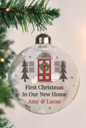 Personalised Memento Company Personalised Home For Christmas Glass Bauble in Clear - thumbnail 3