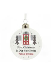 Personalised Memento Company Personalised Home For Christmas Glass Bauble in Clear