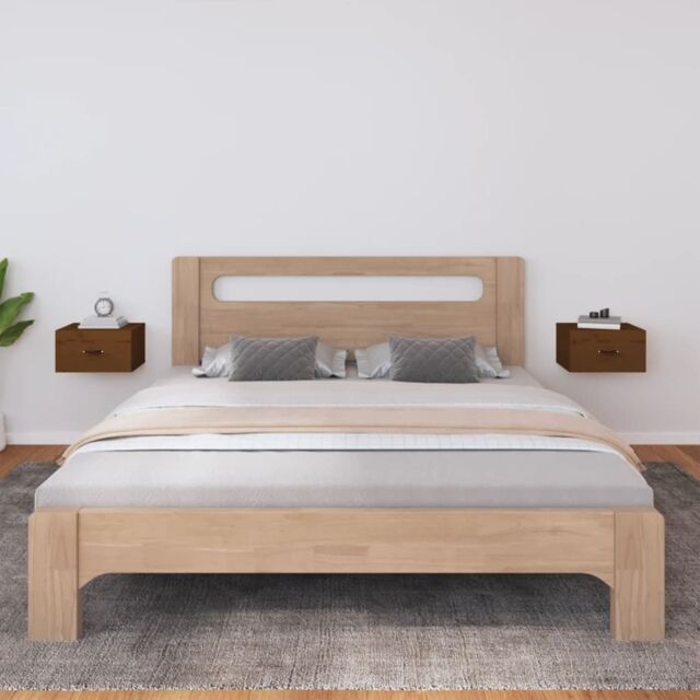 Berkfield Home Wall-mounted Bedside Cabinets 2 pcs Honey Brown 40x29.5x22 cm - image 1