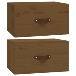 Berkfield Home Wall-mounted Bedside Cabinets 2 pcs Honey Brown 40x29.5x22 cm - thumbnail 2