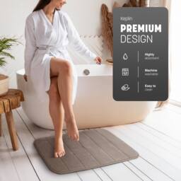 Keplin Memory Foam Bath Mat, Ultra-Soft, Highly Absorbent, Non-Slip, 40x60cm in Beige - Size: 40 cm x 60 cm - thumbnail 3
