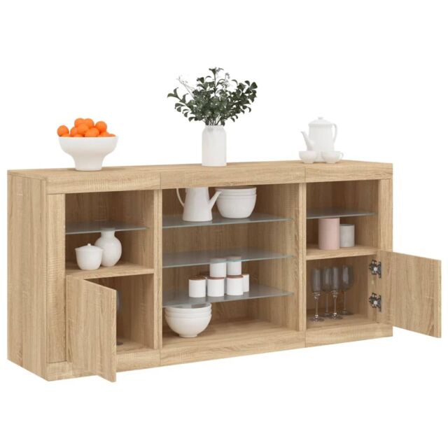 Berkfield Home Sideboard with LED Lights Sonoma Oak 142.5x37x67 cm in Brown - image 1