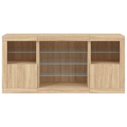 Berkfield Home Sideboard with LED Lights Sonoma Oak 142.5x37x67 cm in Brown - thumbnail 6