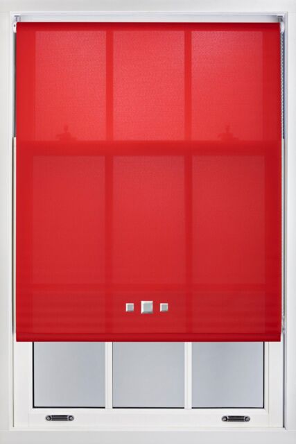 Furnished Daylight Roller Blinds with Triple Square Eyelets - Trimmable Window Shade in Red - Size: 120 cm width x 165 cm drop - image 1