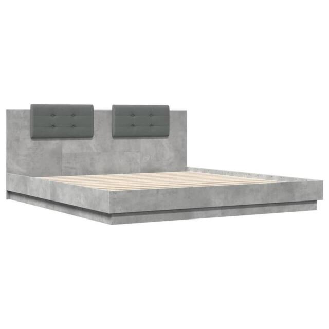 Berkfield Home Durable Bed Frame with LED without Mattress Concrete Grey 200x200 cm - image 1