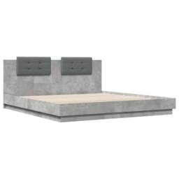 Berkfield Home Durable Bed Frame with LED without Mattress Concrete Grey 200x200 cm - thumbnail 1