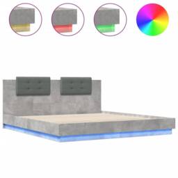 Berkfield Home Durable Bed Frame with LED without Mattress Concrete Grey 200x200 cm - thumbnail 3
