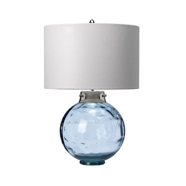 Loops Table Lamp Hepplewhite Shade Highly Polished Nickel Glassware Blue LED E27 60W in Metallics - image 1