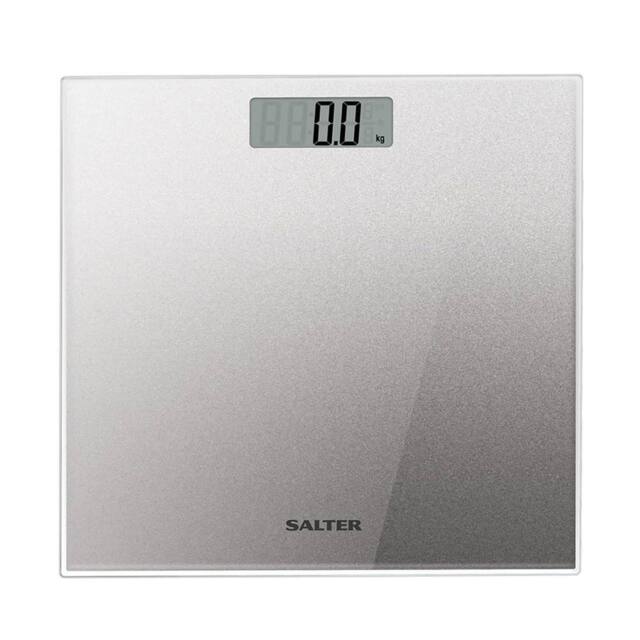 simpa Digital Bathroom Scale, Glitter Silver Platform, 180kg/28st 8lb in Metallic Silver - image 1