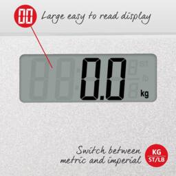 simpa Digital Bathroom Scale, Glitter Silver Platform, 180kg/28st 8lb in Metallic Silver - thumbnail 5