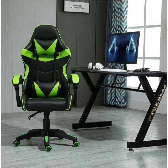 Nordara Green Swivel Gaming Chair Faux Leather Home Office Sports Desk Tilt - Size: 120 cm x 90 cm - image 1