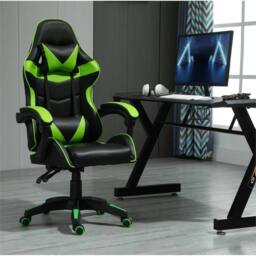Nordara Green Swivel Gaming Chair Faux Leather Home Office Sports Desk Tilt - Size: 120 cm x 90 cm - thumbnail 2