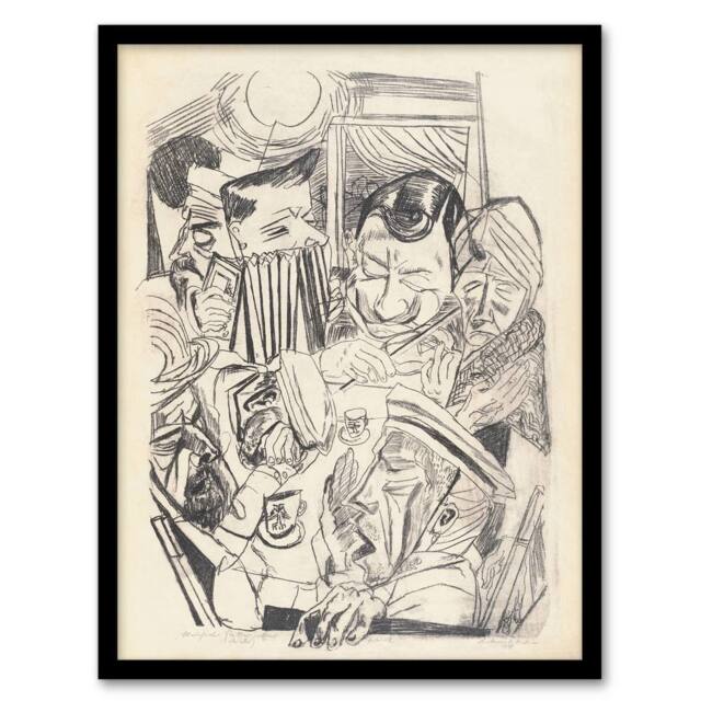 Artery8 The Patriotic Song Pencil Drawing Beckmann Framed Wall Art Print in Beige - Size: A4 - image 1