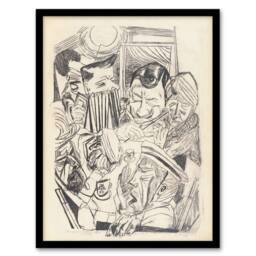 Artery8 The Patriotic Song Pencil Drawing Beckmann Framed Wall Art Print in Beige - Size: A4 - thumbnail 1