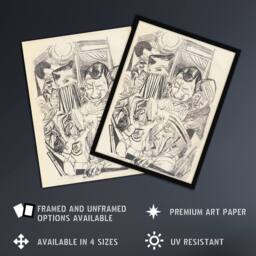 Artery8 The Patriotic Song Pencil Drawing Beckmann Framed Wall Art Print in Beige - Size: A4 - thumbnail 2