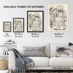 Artery8 The Patriotic Song Pencil Drawing Beckmann Framed Wall Art Print in Beige - Size: A4 - thumbnail 3