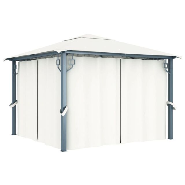 Berkfield Home Gazebo with Curtain 300x300 cm Cream Aluminium in Beige - image 1