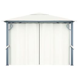 Berkfield Home Gazebo with Curtain 300x300 cm Cream Aluminium in Beige - thumbnail 5