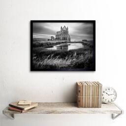 "Artery8 Photo Landscape Whitby Abbey England Home Decor 12x16"" Framed Art in Grey - Size: W12"" x H16""" - thumbnail 2
