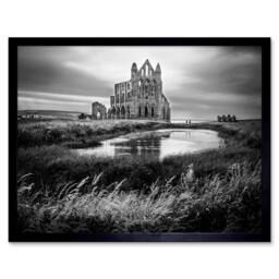 "Artery8 Photo Landscape Whitby Abbey England Home Decor 12x16"" Framed Art in Grey - Size: W12"" x H16""" - thumbnail 1