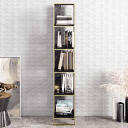 Decorotika Polka 5-tier Bookcase Shelving Unit in Black - thumbnail 2