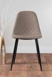 FurnitureboxUK Kylo Large Brown Wood Effect Dining Table & 6 Corona Black Leg Feax Leather Chairs in Beige - thumbnail 5
