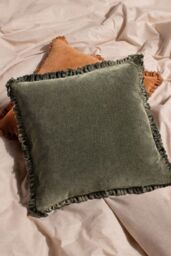 Yard Bertie 100% Cotton Velvet Cushion in Green - Size: 45 cm x 45 cm - thumbnail 5