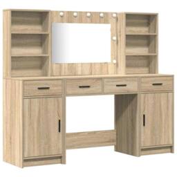 Berkfield Home 3 Piece Dressing Table Set Somoma Oak Engineered Wood in Beige