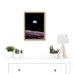 Artery8 Space Photo Planet Earth From Moon Surface Landscape USA A4 Artwork Framed Wall Art Print in Light Oak - thumbnail 2
